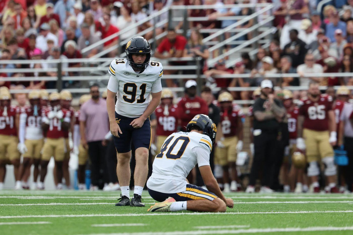 Chase Meyer, kicker, on the field for Cal